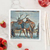Frohe Weihnachten Watercolor Bull Elk Serviette (Beispiel)