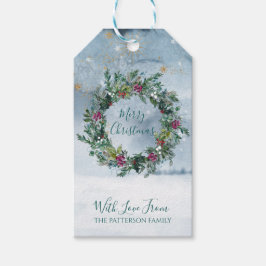 Frohe Weihnachten Watercolor Holly Glitzer Star Sn Geschenkanhänger
