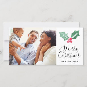 Frohe Weihnachten Watercolor Holly Holiday Foto