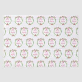 Frohe Weihnachten Watercolor Holly Wreath Seidenpapier