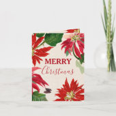 Frohe Weihnachten Watercolor Poinsettia Floral Karte (Vorderseite)