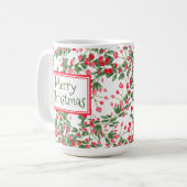 Frohe Weihnachten Watercolor Red Berries Tasse (Vorderseite Links)