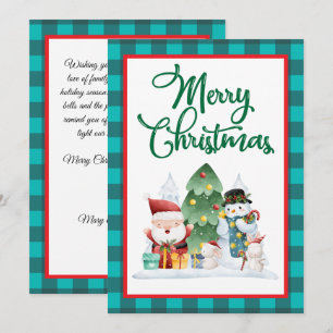 Frohe Weihnachten Watercolor Santa und Schneemann
