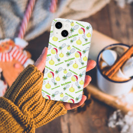 Frohe Weihnachten Watercolor Tennis Racket und Bal Case-Mate iPhone 14 Hülle