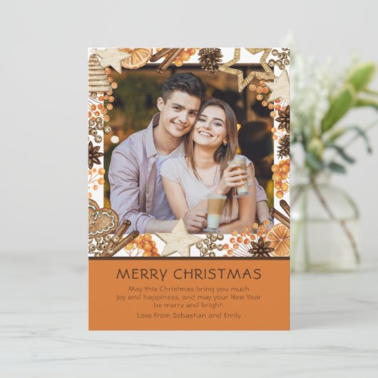 Frohe Weihnachten Watercolor Winter Floral Foto (Stehend Vorderseite)