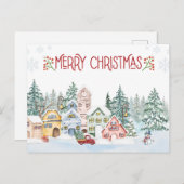 Frohe Weihnachten Watercolor Winter Village (Vorne/Hinten)