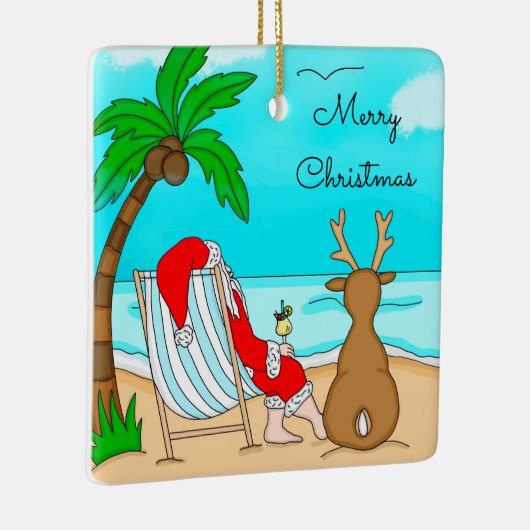 Frohe Weihnachten Weihnachten am Strand mit Rentie Keramikornament (Rechts)