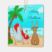 Frohe Weihnachten Weihnachten am Strand mit Rentie Keramikornament (Links)