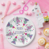 Frohe Weihnachten Weihnachten Aquamarine Lila Rosa Pappteller (Party)