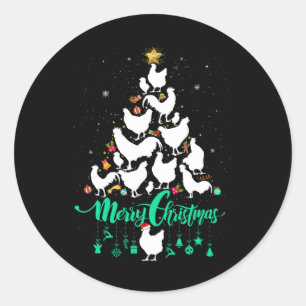 Frohe Weihnachten Weihnachten Hühnerbaum Spaß Runder Aufkleber