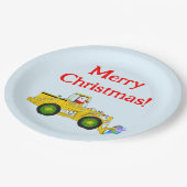 Frohe Weihnachten Weihnachten in Bulldozer Lieferu Pappteller (Schrägansicht)