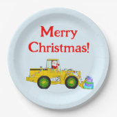 Frohe Weihnachten Weihnachten in Bulldozer Lieferu Pappteller (Vorderseite)