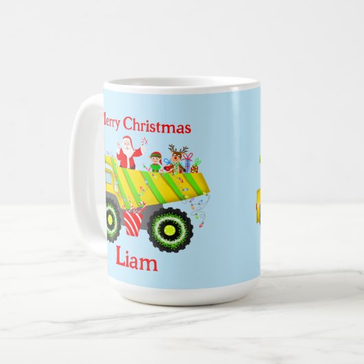 Frohe Weihnachten Weihnachten in Dump Truck Person Kaffeetasse (Vorderseite Links)