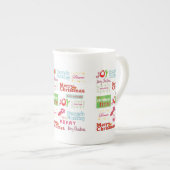 Frohe Weihnachten, Weihnachten Joy Porzellantasse (Vorderseite Rechts)