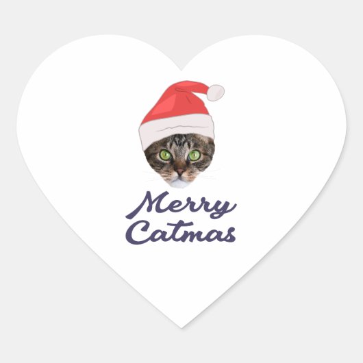 Frohe Weihnachten, Weihnachten Katze Weihnachtsman Herz-Aufkleber (Vorderseite)