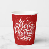 Frohe Weihnachten Weihnachten Klassik Rot und Weiß Pappbecher (Rückseite)