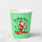 Frohe Weihnachten Weihnachten mit Sack Stars Cane Pappbecher (Rückseite)