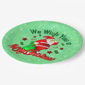 Frohe Weihnachten Weihnachten mit Sack Stars Cane Pappteller (Schrägansicht)