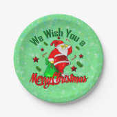 Frohe Weihnachten Weihnachten mit Sack Stars Cane Pappteller (Vorderseite)