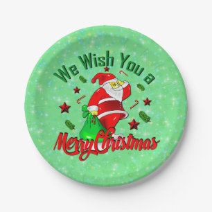 Frohe Weihnachten Weihnachten mit Sack Stars Cane  Pappteller