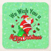 Frohe Weihnachten Weihnachten mit Sack Stars Cane Rechteckiger Pappuntersetzer (Vorderseite)