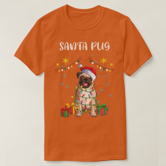 Frohe Weihnachten Weihnachten Mops, Weihnachtsmann T-Shirt (Design vorne)