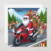 Frohe Weihnachten Weihnachten-Motorrad-Flachkarte (Vorne/Hinten)