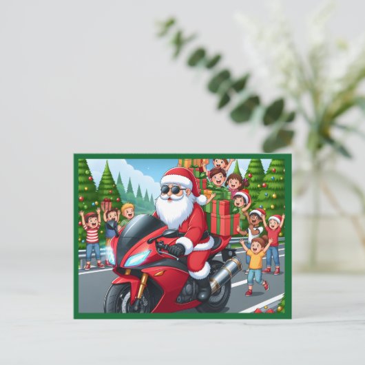 Frohe Weihnachten Weihnachten-Motorrad-Postkarte (Stehend Vorderseite)