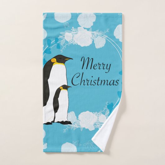 frohe Weihnachten, Weihnachten, Pinguin, Blume Handtuch (Handtuch)