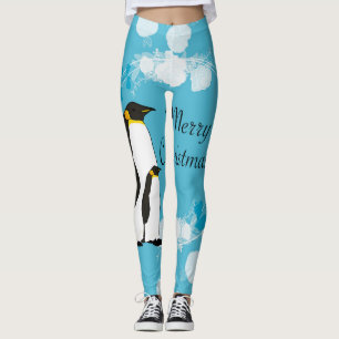 frohe weihnachten, weihnachten,pinguin,blumen,blau leggings