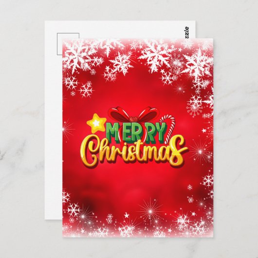 Frohe Weihnachten Weihnachten Red Green Gold Feier Postkarte (Vorne/Hinten)