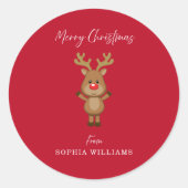 Frohe Weihnachten Weihnachten Rentier Gegenwart Ro Runder Aufkleber (Vorderseite)