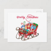 Frohe Weihnachten Weihnachten Schlitten mit Gesche Postkarte (Vorne/Hinten)