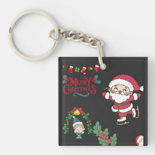 Frohe Weihnachten Weihnachten Skater Kinder Urlaub Schlüsselanhänger