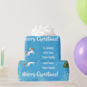 Frohe Weihnachten Weihnachten Sleigh Einhorn Persö Geschenkpapier