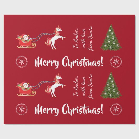 Frohe Weihnachten Weihnachten Sleigh Einhorn Persö Geschenkpapier (Flach)