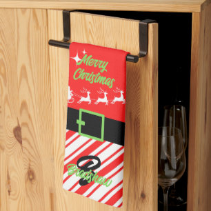 Frohe Weihnachten Weihnachten Sleigh Red Geschirrtuch