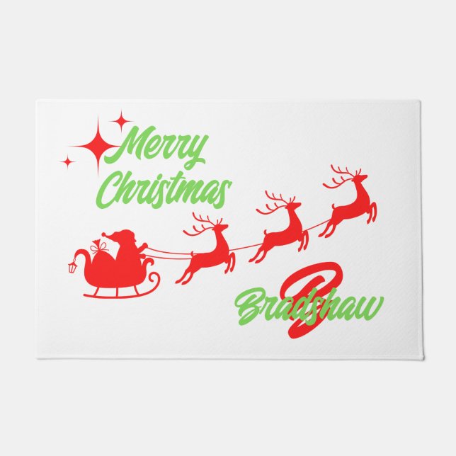 Frohe Weihnachten Weihnachten Sleigh White Doormat Fußmatte (Vorderseite)