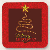 Frohe Weihnachten Weihnachten Tree Rotes Set von 6 Untersetzer (Vorderseite)