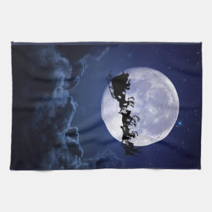 Frohe Weihnachten Weihnachten über dem Mond Feiera Geschirrtuch