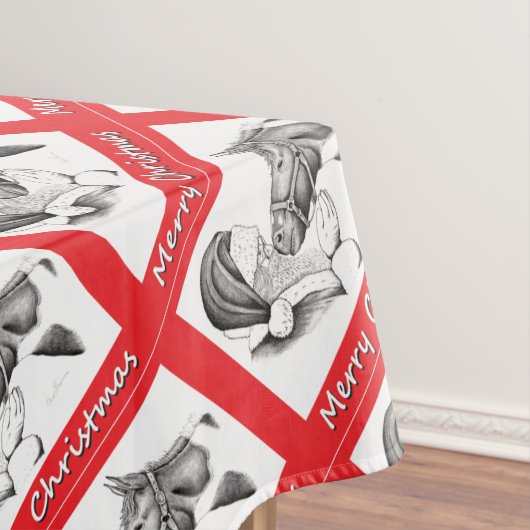 Frohe Weihnachten Weihnachten und Pferd Tischdecke (Beispiel)