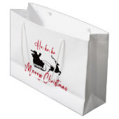 Frohe Weihnachten Weihnachten und Reindeer Große Geschenktüte (Vorderseite Schrägansicht)