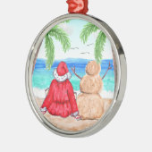 Frohe Weihnachten Weihnachten und Snowman am Stran Ornament Aus Metall (Links)