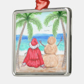 Frohe Weihnachten Weihnachten und Snowman am Stran Ornament Aus Metall (Links)