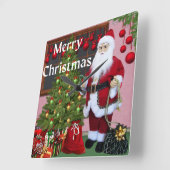 Frohe Weihnachten Weihnachten und Weihnachtsbaum Quadratische Wanduhr (Winkel)