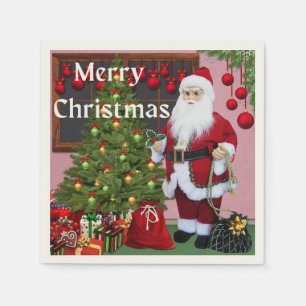 Frohe Weihnachten Weihnachten und Weihnachtsbaum Serviette