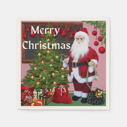 Frohe Weihnachten Weihnachten und Weihnachtsbaum Serviette (Vorderseite)