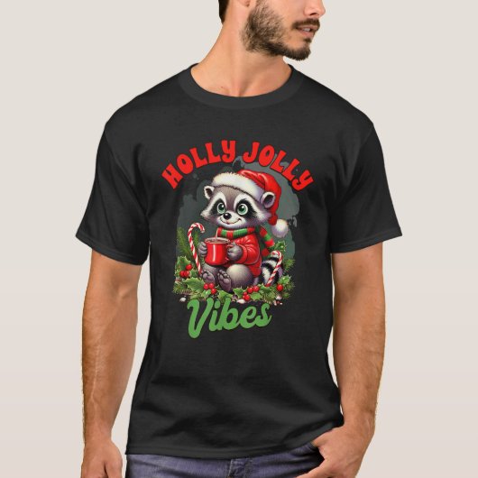 Frohe Weihnachten Weihnachten Vibes Racoon Lover H T-Shirt (Vorderseite)