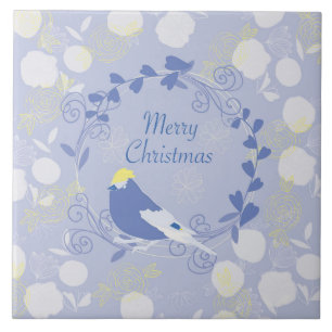Frohe Weihnachten, Weihnachten, Vogel, Blumen, Nat Fliese