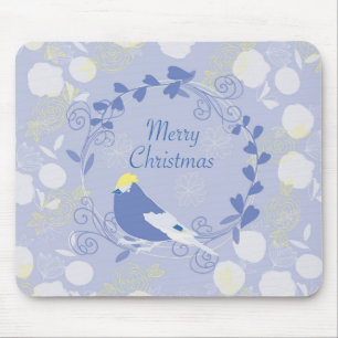 frohe weihnachten, weihnachten,vogel,blumen, natur mousepad